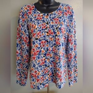August Silk Button Up Cardigan, Size Large, Floral Print, Great Condition!